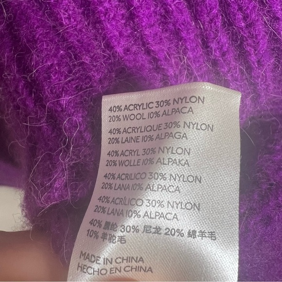 Free People Womens Purple Deep Vneck Wool Alpaca Cable Knit Sweater Long Sleeve - Picture 6 of 10